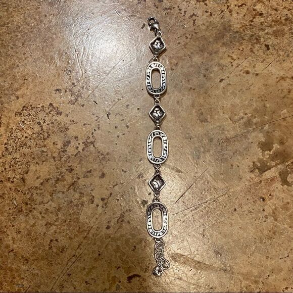 Brighton vintage silver scrolled oval and diamond‎ link bracelet - Picture 3 of 5